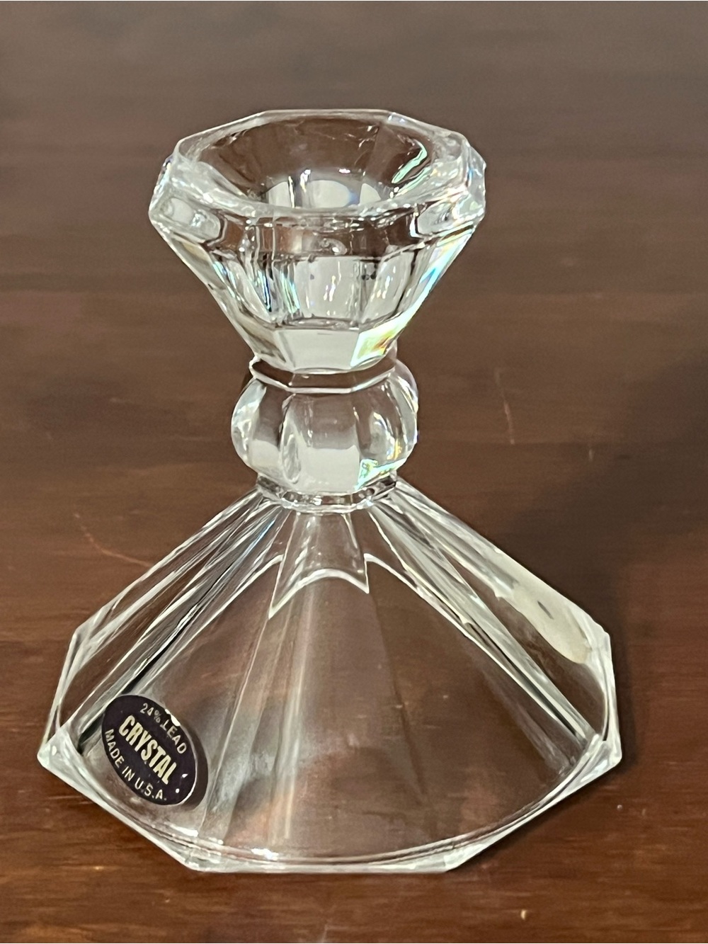 Source Unknown Clear Crystal Candlestick Holder